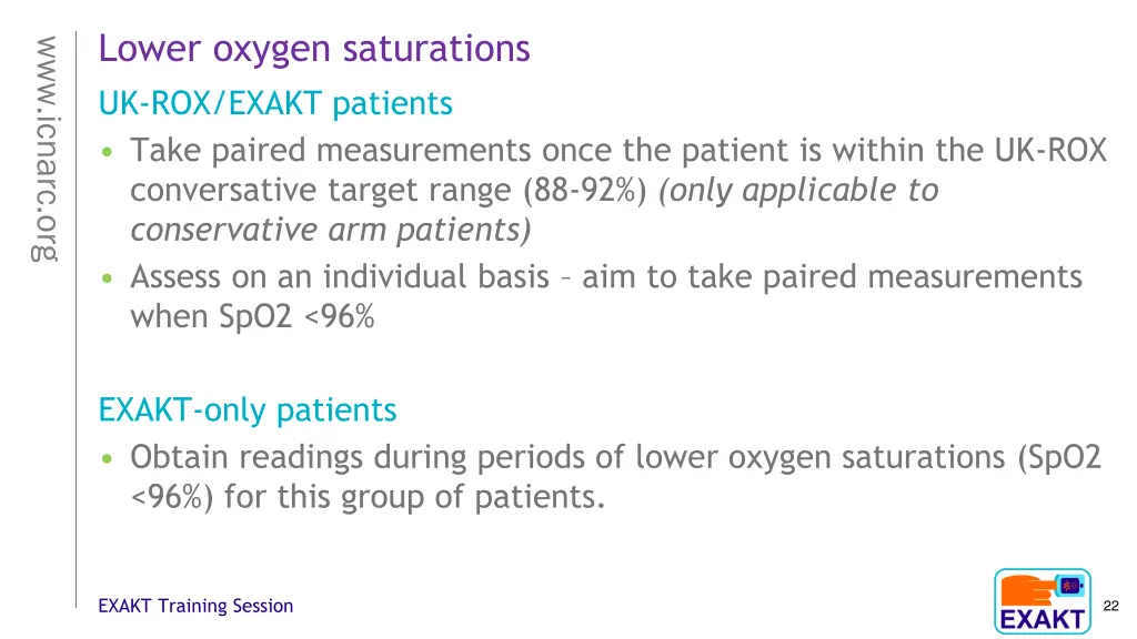 lower oxygen saturations uk rox exakt patients
