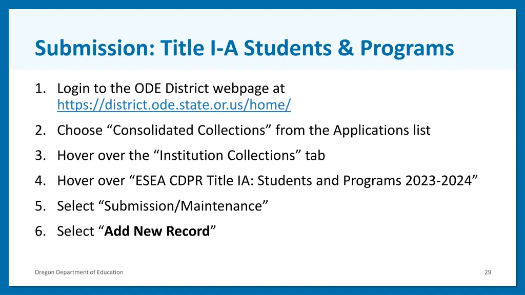submission title i a students programs