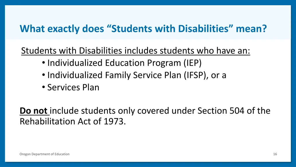 what exactly does students with disabilities mean
