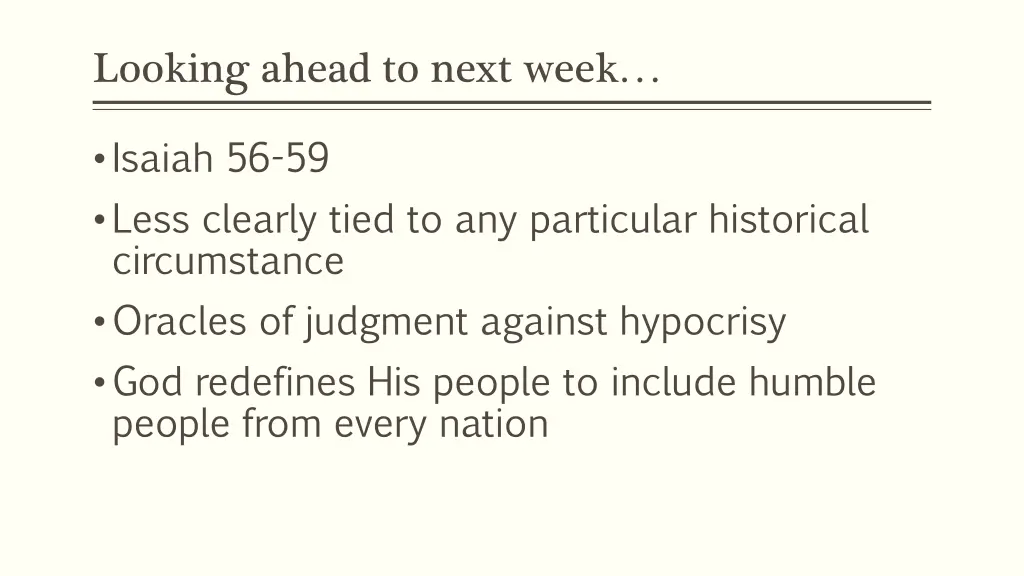 looking ahead to next week