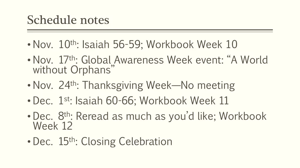 schedule notes