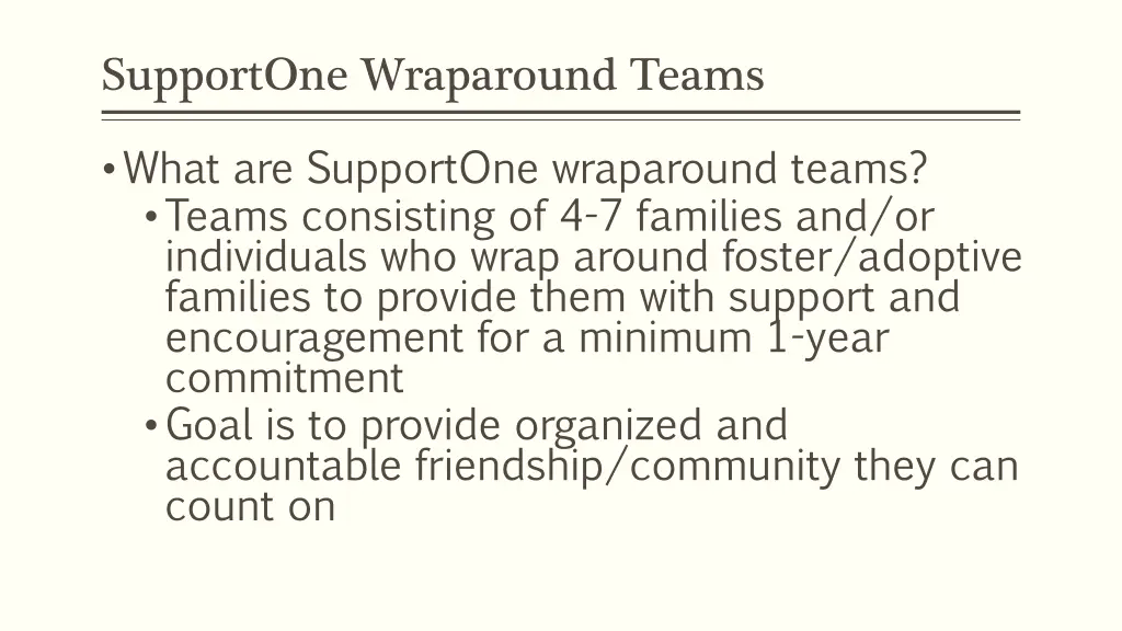 supportone wraparound teams