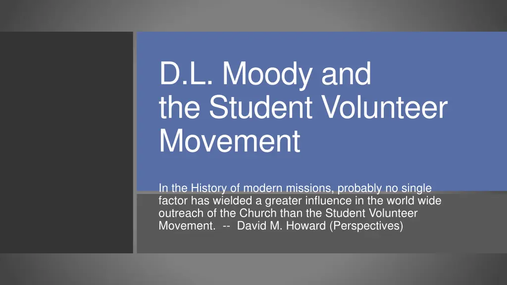 d l moody and the student volunteer movement