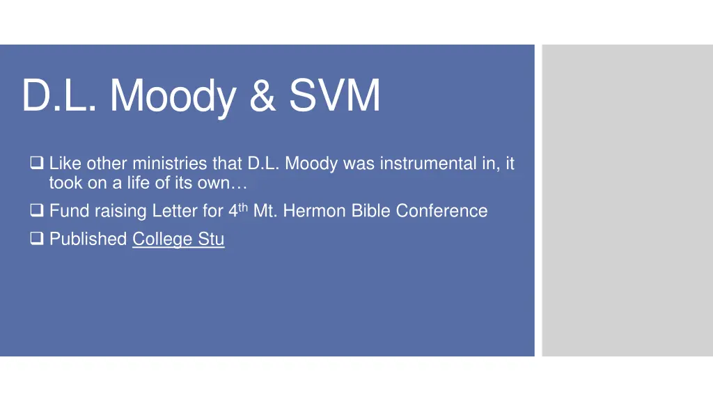 d l moody svm