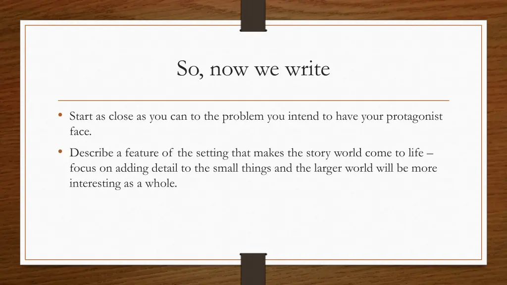 so now we write