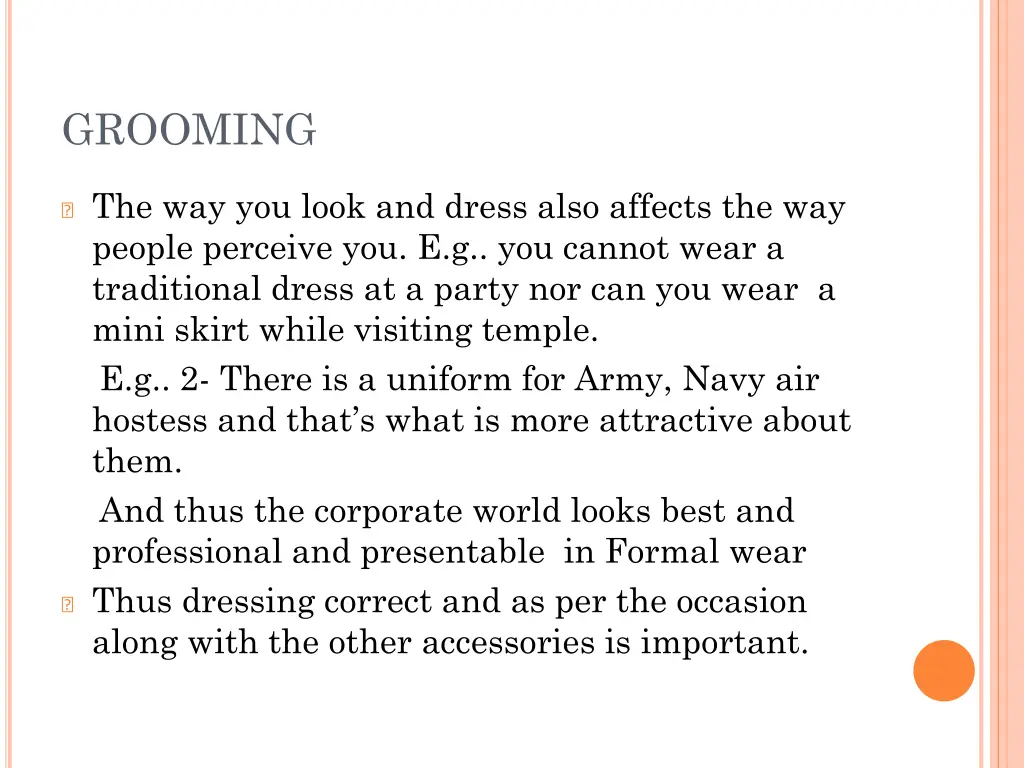 grooming