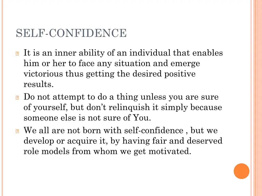 self confidence