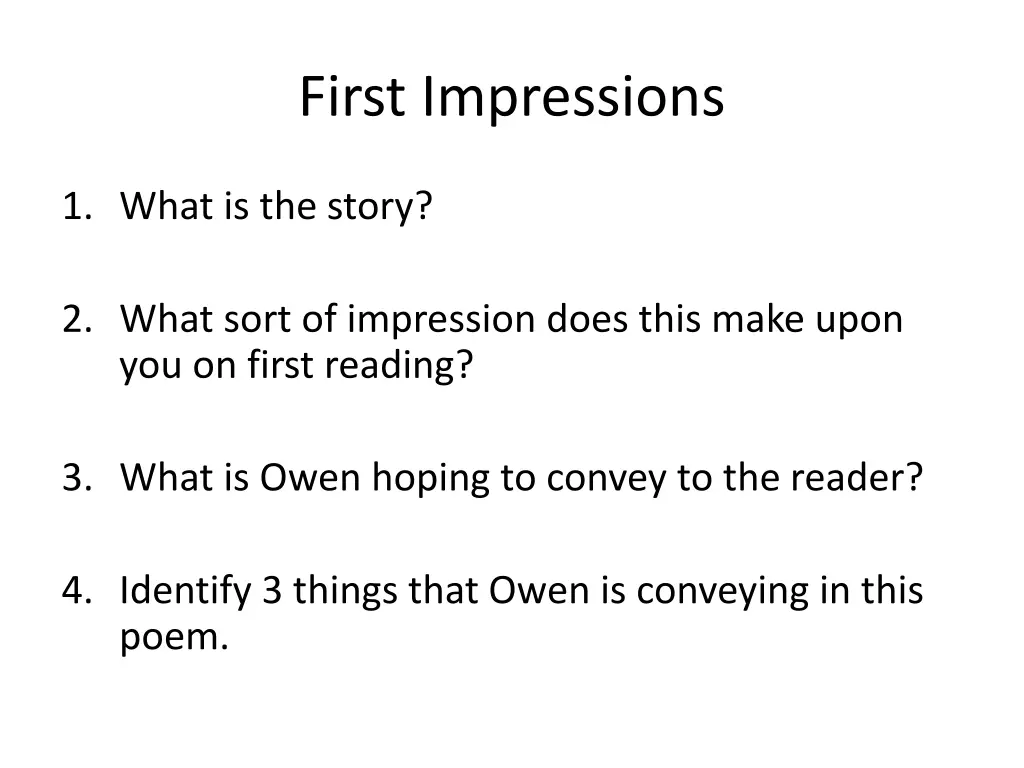 first impressions