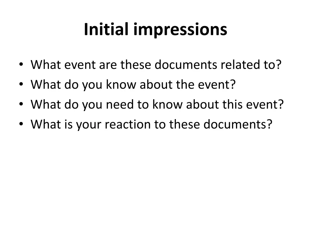 initial impressions