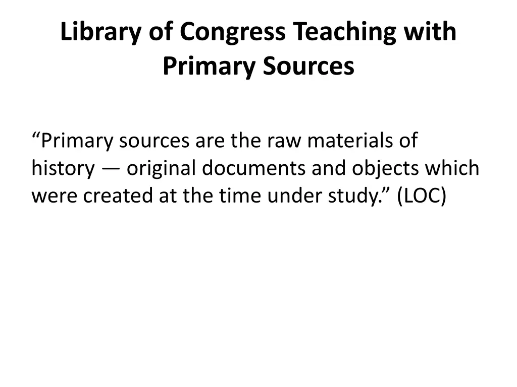 library of congress teaching with primary sources