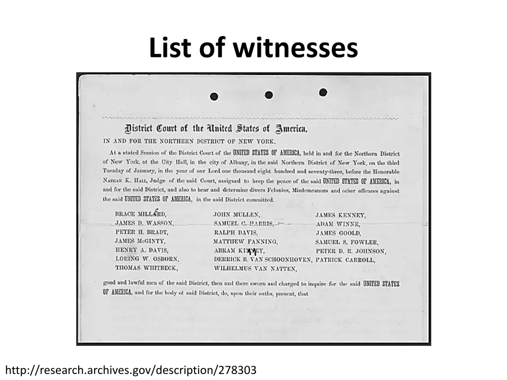 list of witnesses