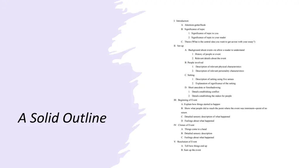 a solid outline