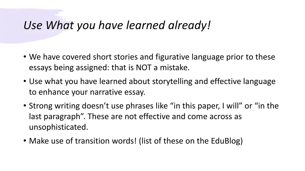 use what you have learned already