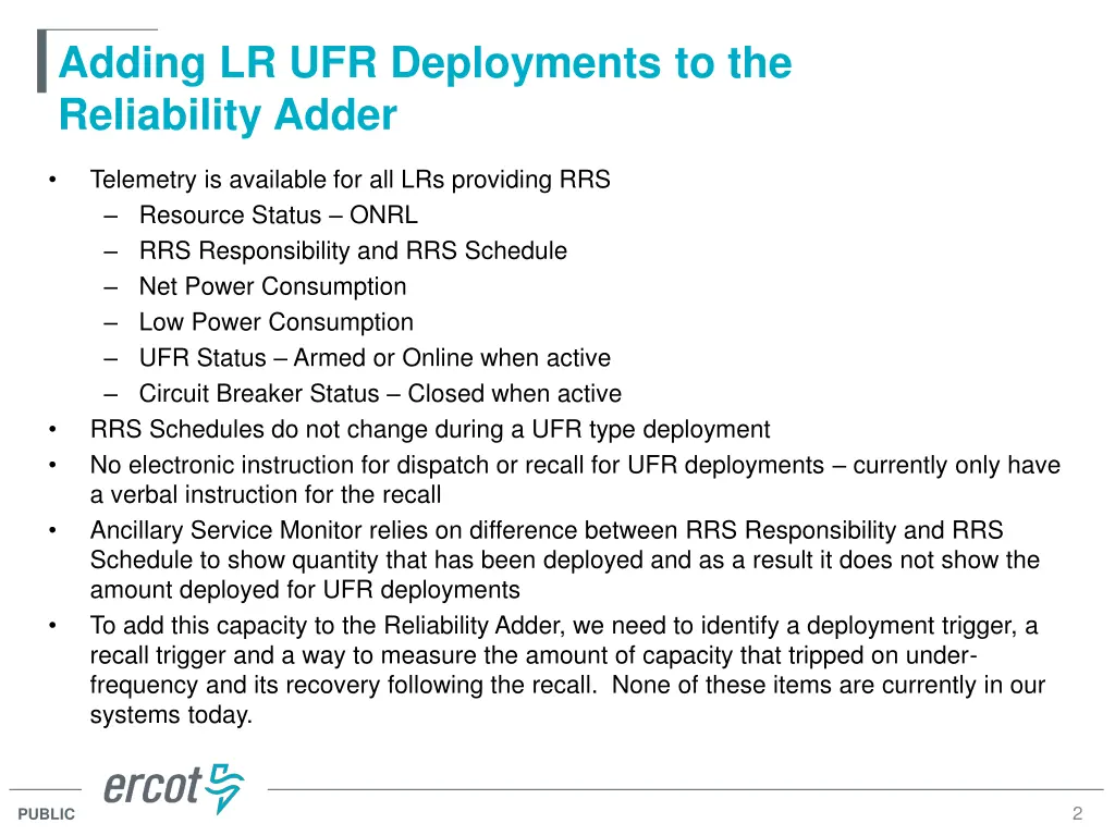 adding lr ufr deployments to the reliability adder