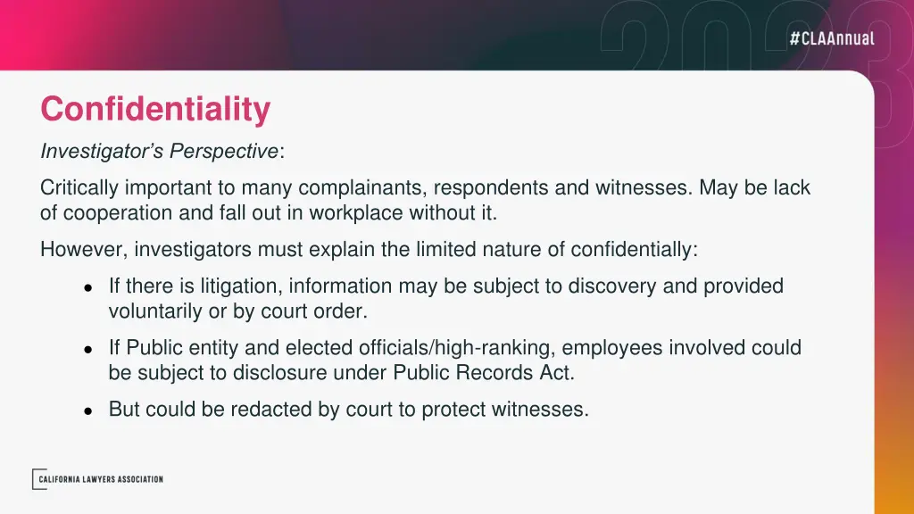 confidentiality investigator s perspective