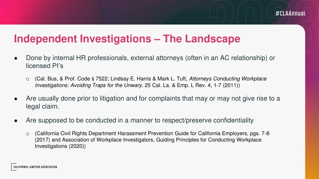 independent investigations the landscape