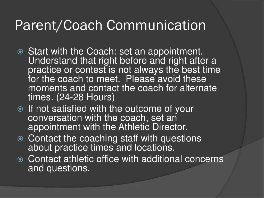 parent coach communication