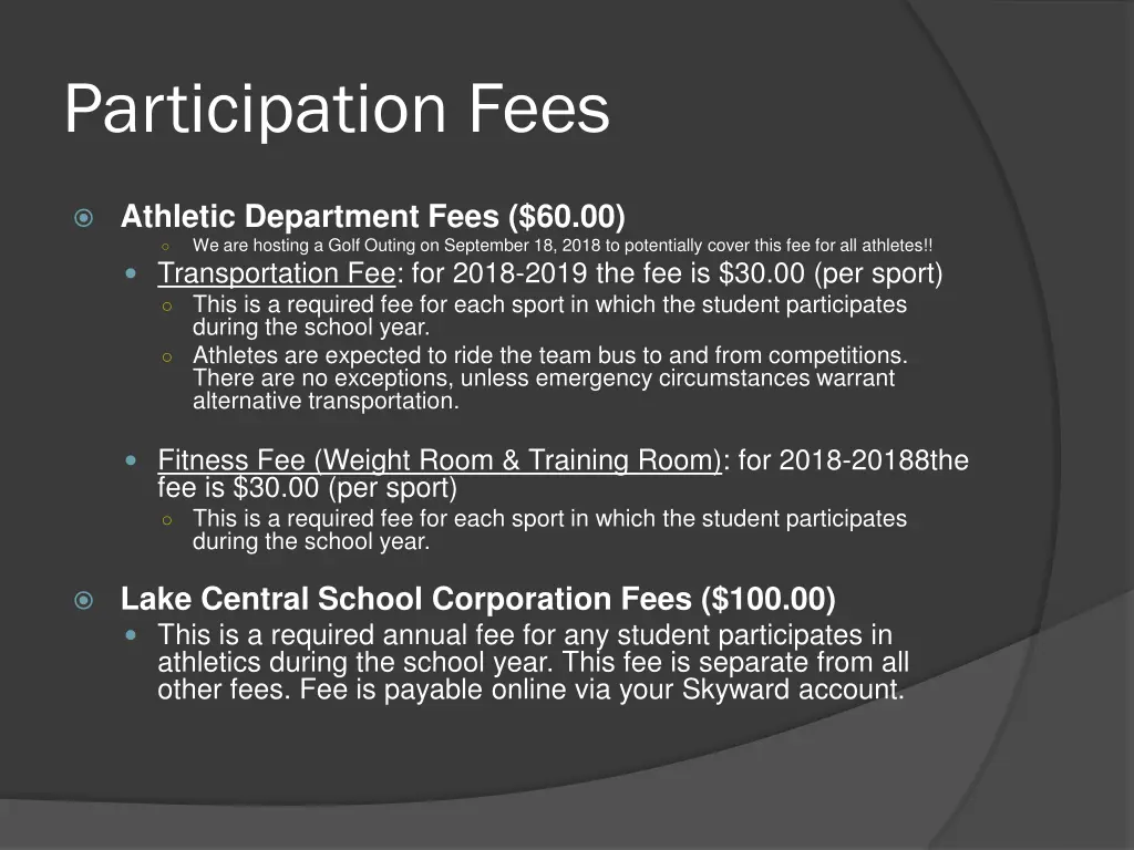 participation fees