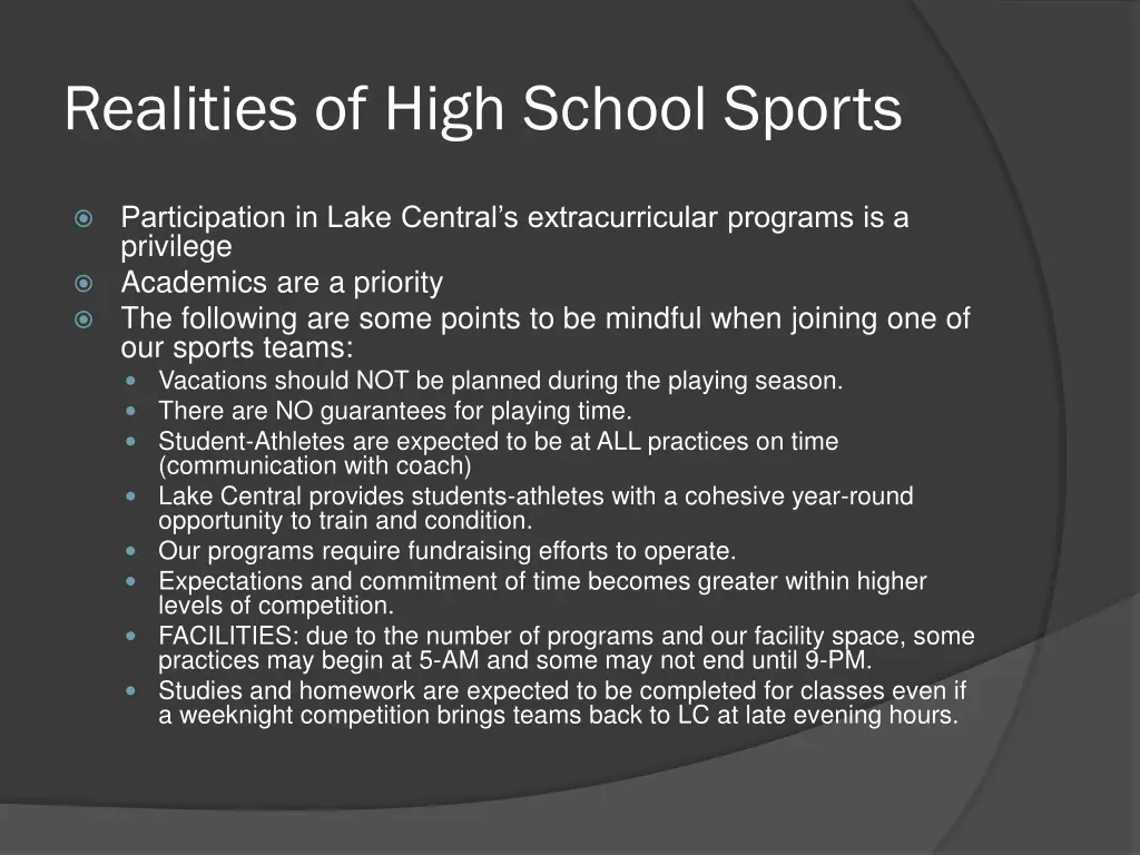 realities of high school sports