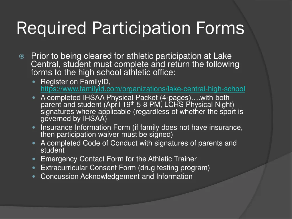 required participation forms