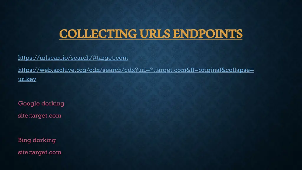 collecting urls endpoints