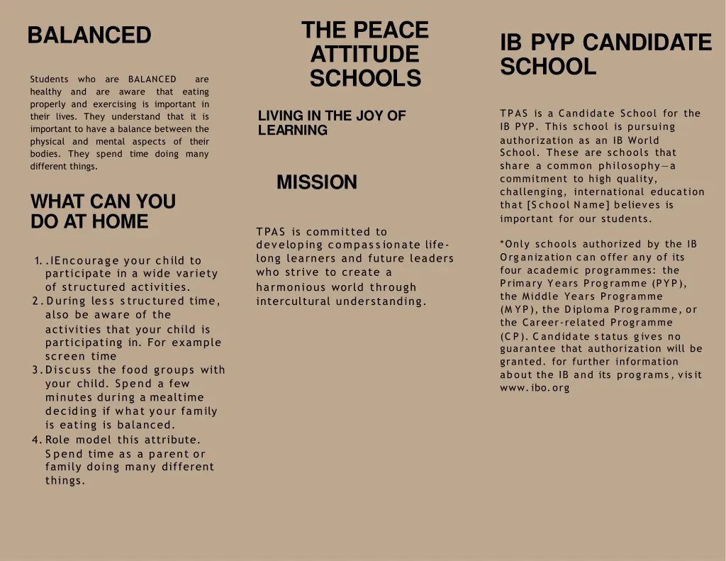 the peace attitude schools
