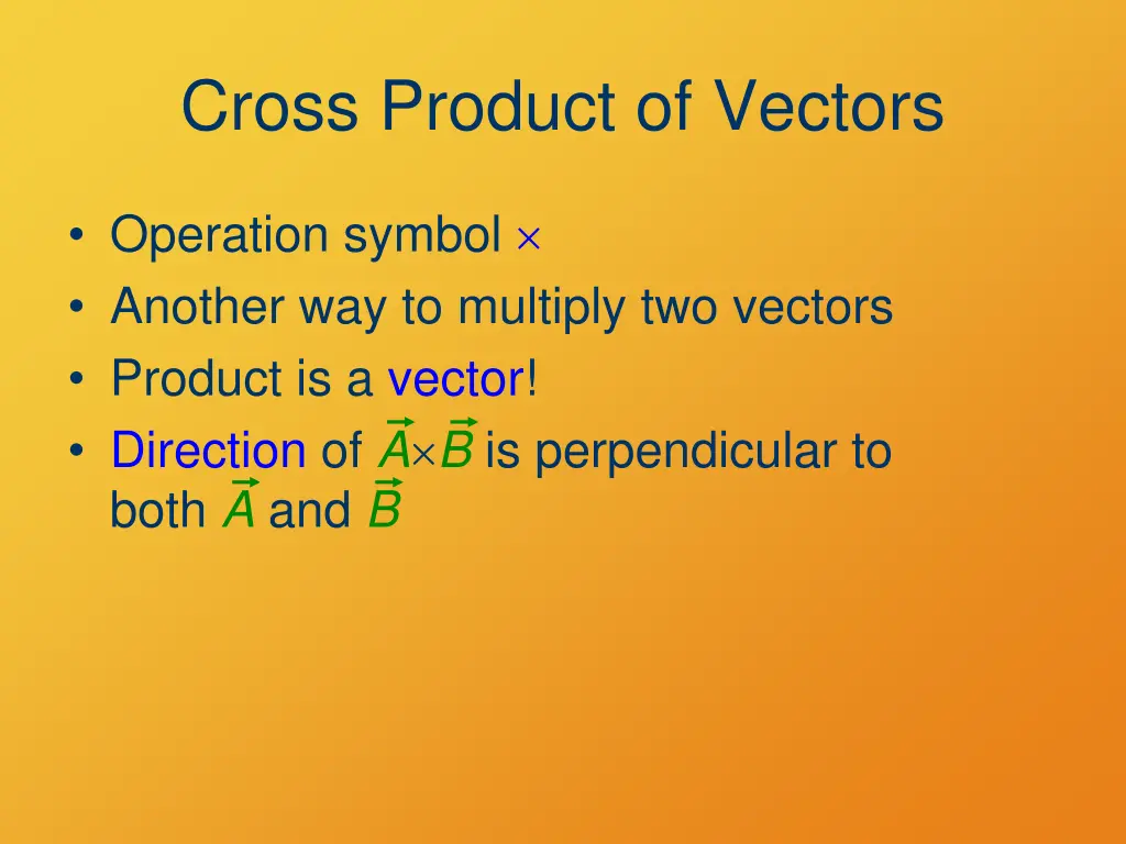 cross product of vectors