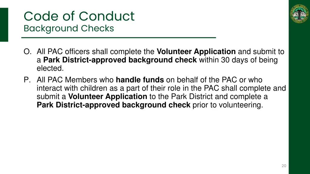 code of conduct background checks