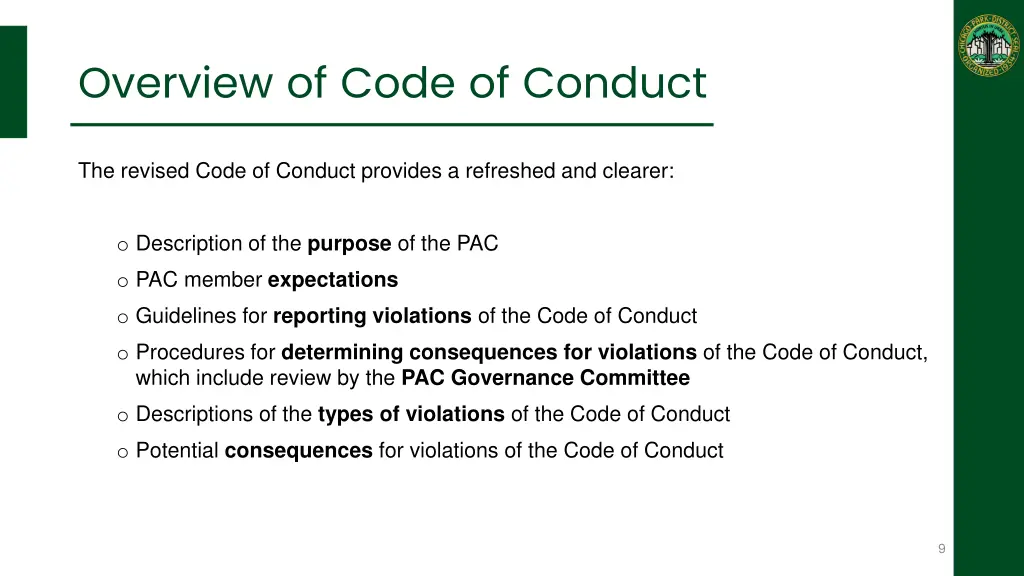overview of code of conduct