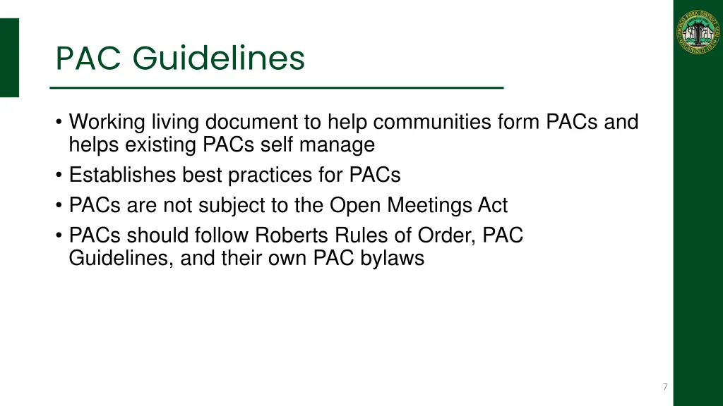 pac guidelines