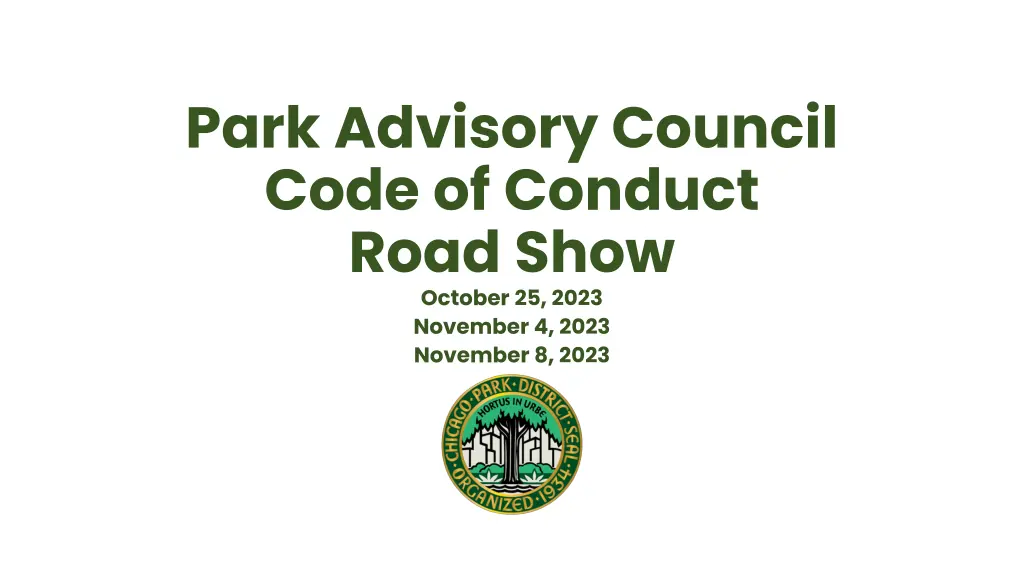 park advisory council code of conduct road show