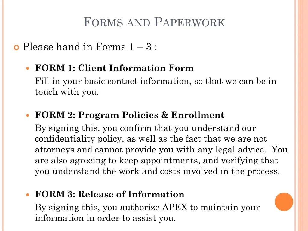 f orms and p aperwork