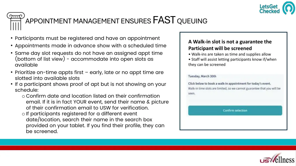 appointment management ensures fast queuing