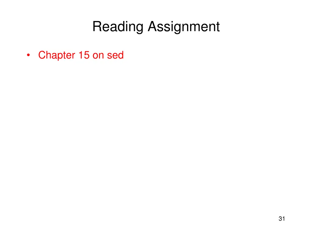 reading assignment