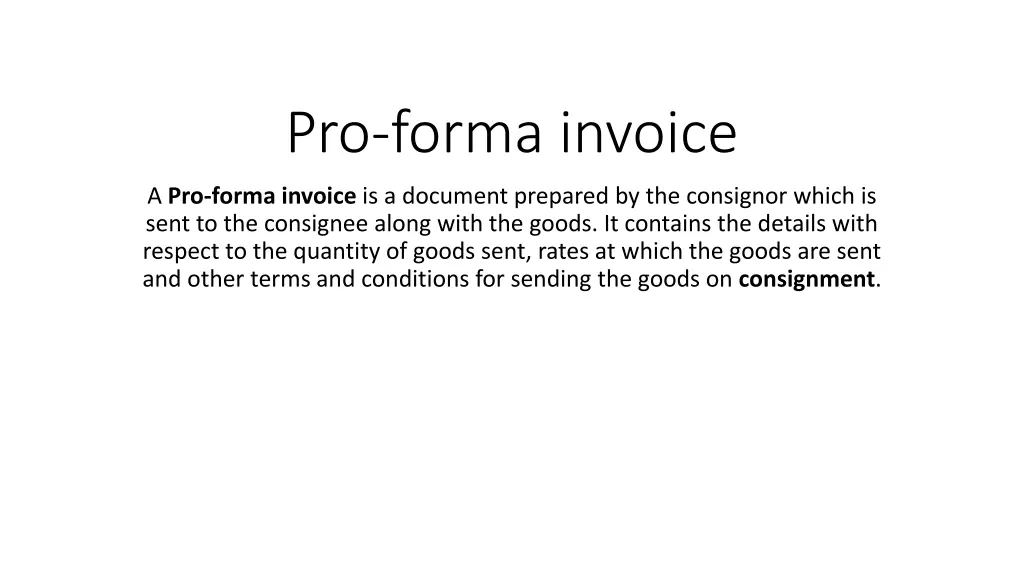 pro forma invoice