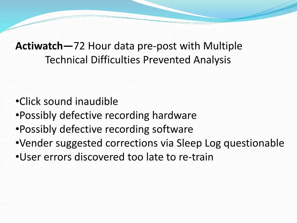 actiwatch 72 hour data pre post with multiple