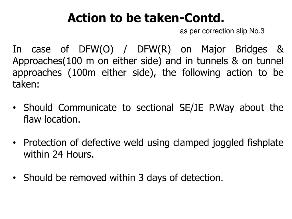 action to be taken contd 1