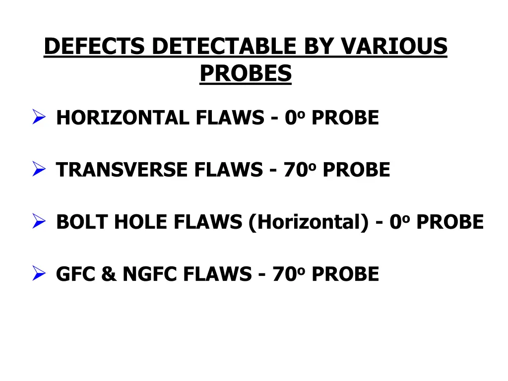 defects detectable by various probes