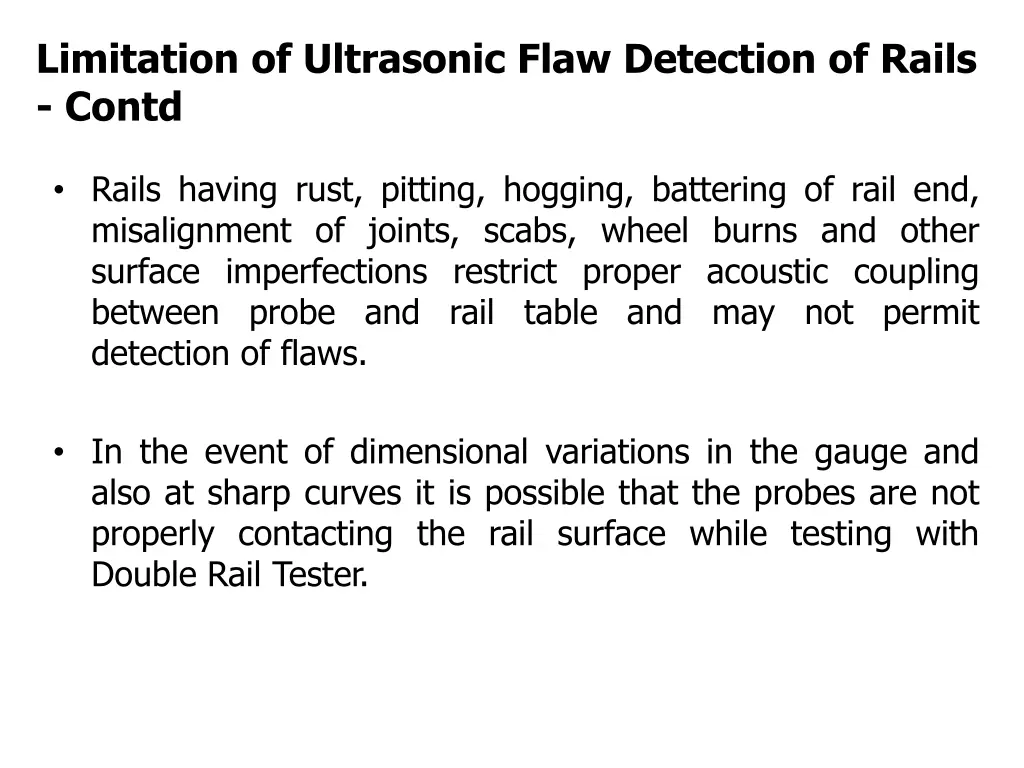 limitation of ultrasonic flaw detection of rails 1