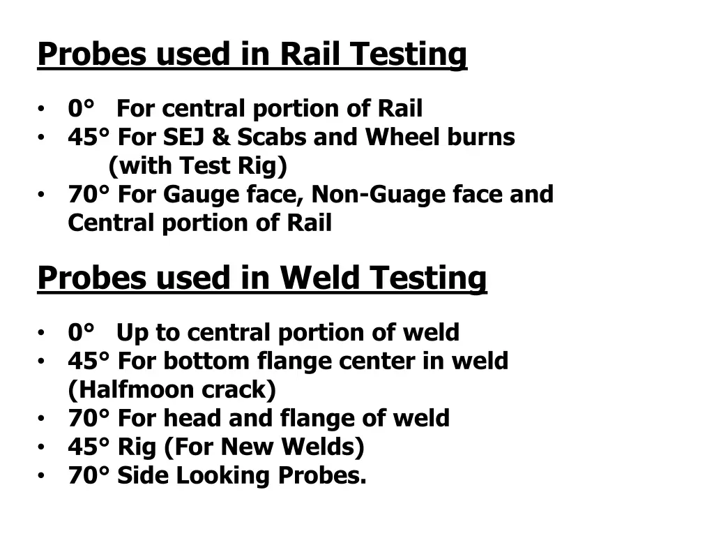 probes used in rail testing