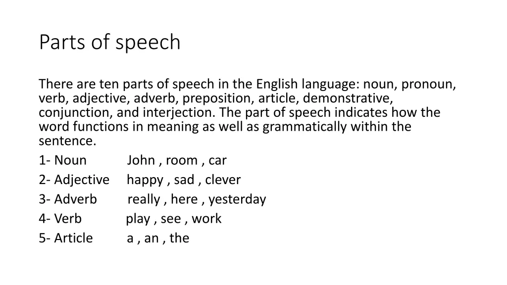 parts of speech
