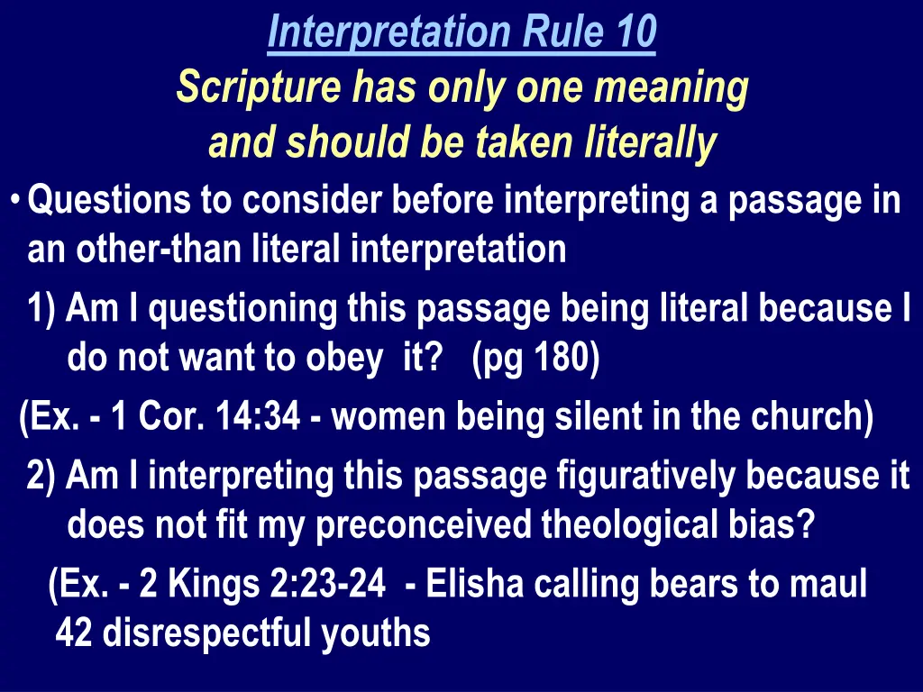 interpretation rule 10 scripture has only 1