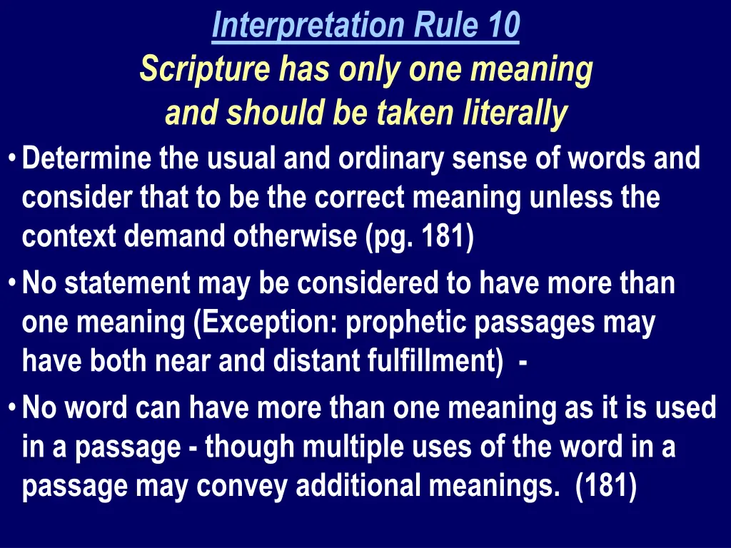 interpretation rule 10 scripture has only 2