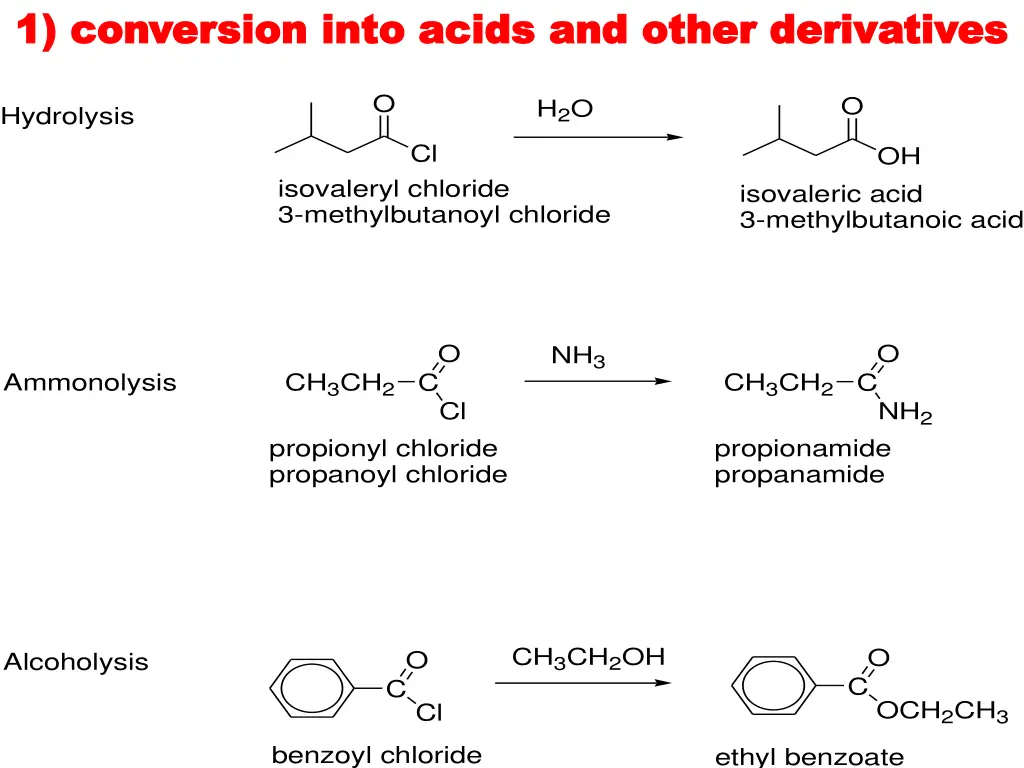 1 conversion into acids and other derivatives