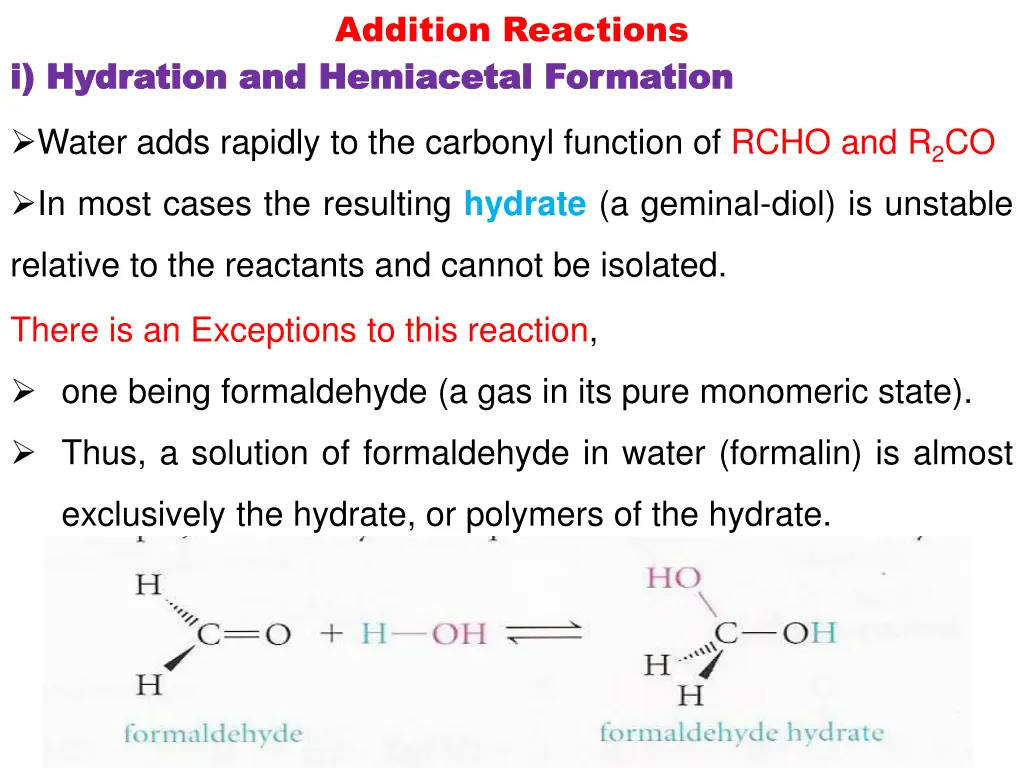 addition reactions hemiacetal formation