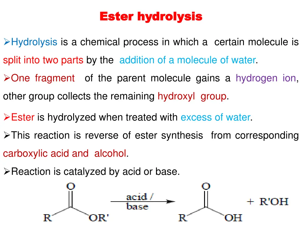 ester hydrolysis ester hydrolysis