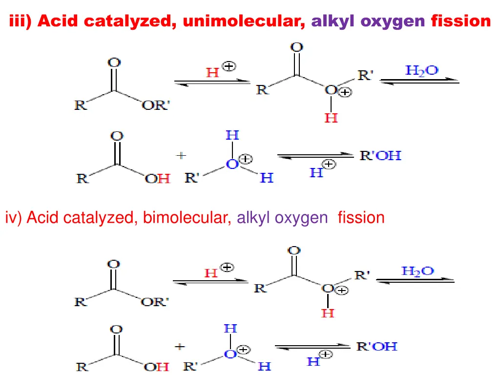 iii acid catalyzed unimolecular alkyl oxygen