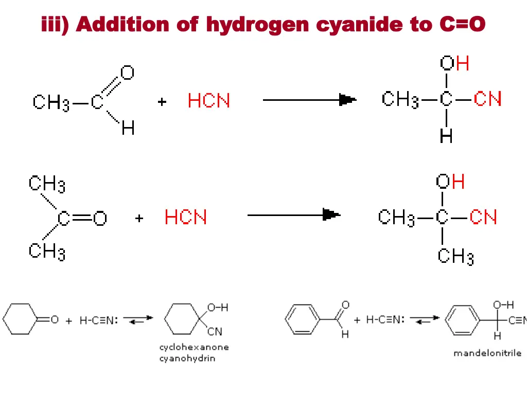iii addition of hydrogen cyanide