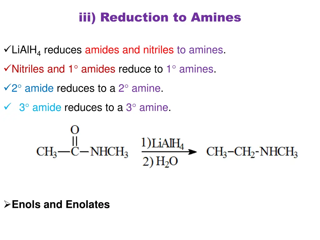 iii reduction to amines