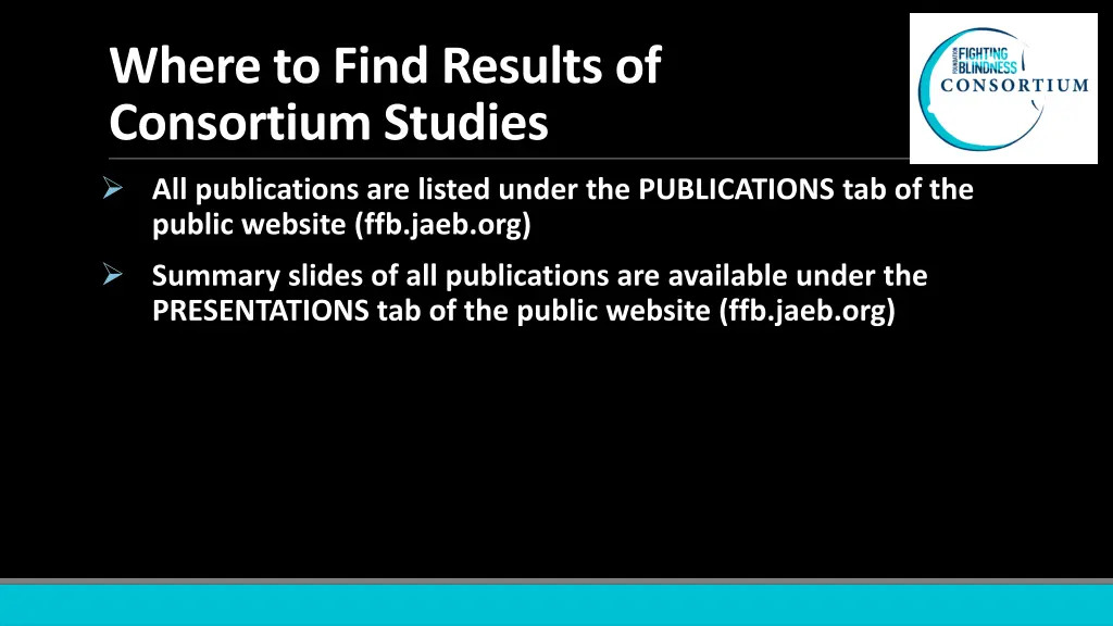 where to find results of consortium studies